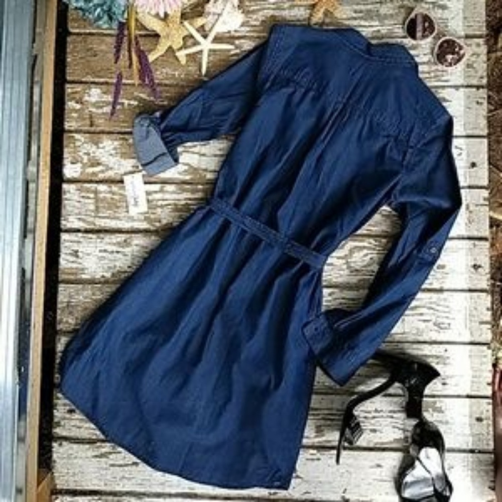 🌴HP🌴NWT Maison Jules Chambray Dress - Picture 6 of 8